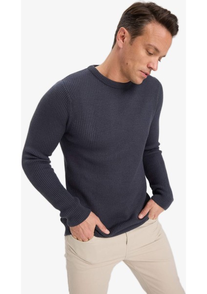 Standart Fit Normal Kesim Bisiklet Yaka Dokulu Triko Kazak C8814AX25WN modelleri