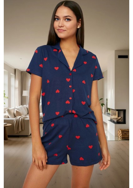 Rahat ve Şık Pamuklu Pijama Takımı Kalpli Desen 2 Parça Yaz Mevsimi Kullanım fiyatları