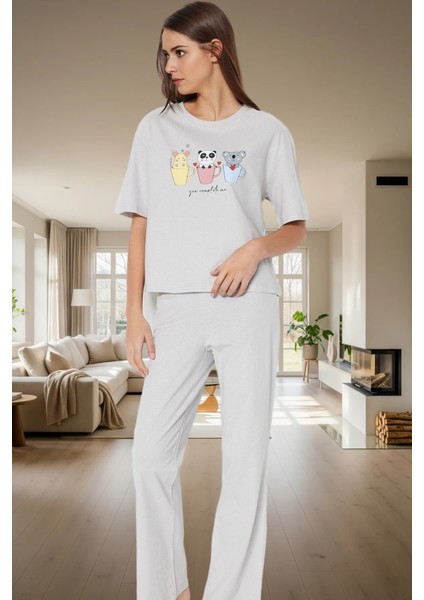 Eğlenceli Baskılı Homewear Pijama Takımı %100 Pamuk Rahat Kesim Modern Stil Kullanım fiyatları