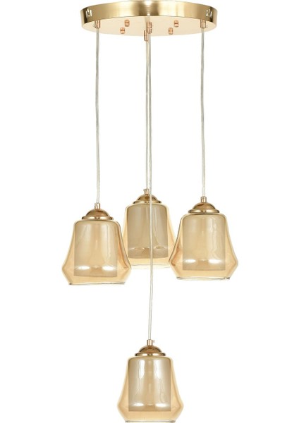 Venita 4 lü Bal+Beyaz Çift Camlı Salon Oturma Odası Modern Sarkıt Avize - (Gold Kaplama) fiyatları