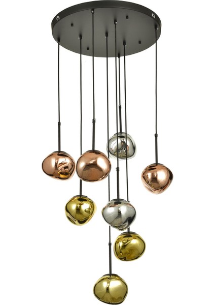 Rainbow 8 li Asimetrik Desen Camlı Dekor Aydınlatma İçin Modern Sarkıt Avize - (Loş ışık verir) modelleri