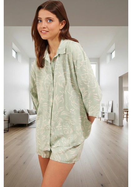 Rahat ve Şık Çiçekli Pijama Takımı %100 Viskon Shally Dokuma Seçkin Malzeme Mükemmel Uyum