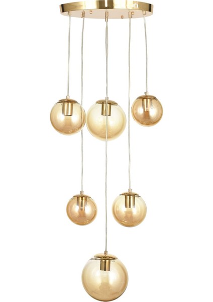 Pigaro 6 lı Bal Renk Camlı Salon Oturma Odası Modern Sarkıt Avize - (Gold Kaplama) fiyatları