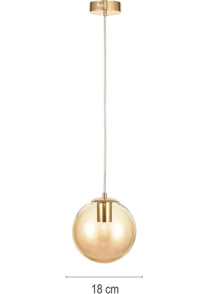 Pigaro Tekli Bal Renk Camlı Salon Oturma Odası Modern Sarkıt Avize - (Gold Kaplama)