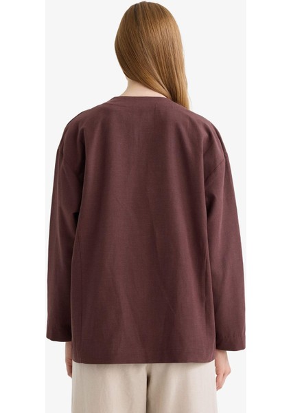 Regular Fit V Yaka Keten Karışımlı Kimono F7958AX25AU indirimleri