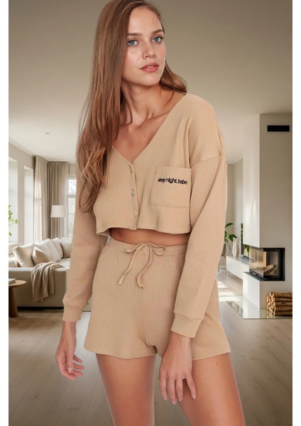 Rahat Pijama Takımı Örme Kumaş Relaxed Kalıp V Yaka Detay Özenle Seçilmiş Zarifane Tasarım fiyatları