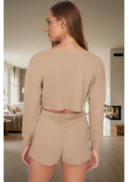 Rahat Pijama Takımı Örme Kumaş Relaxed Kalıp V Yaka Detay Özenle Seçilmiş Zarifane Tasarım modelleri