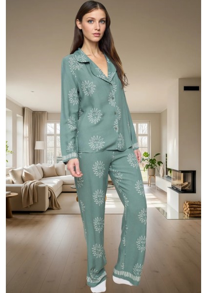 Rahat ve Şık Viskon Pijama Takımı Güneş Desenli Kışlık 2'li Yüksek Kalite Kullanım fiyatları