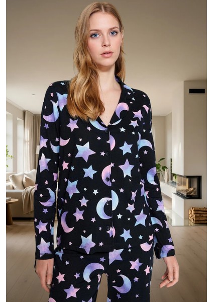 Galaksi Desenli Pamuklu Pijama Takımı Rahat Şık ve Sıcak Kullanım fiyatları