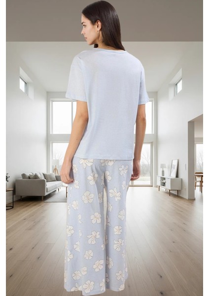 Pamuklu Örme Pijama Takımı Çiçek Desenli Rahat Kalıp Günlük Kullanım Için Özenle Seçilmiş fiyatları