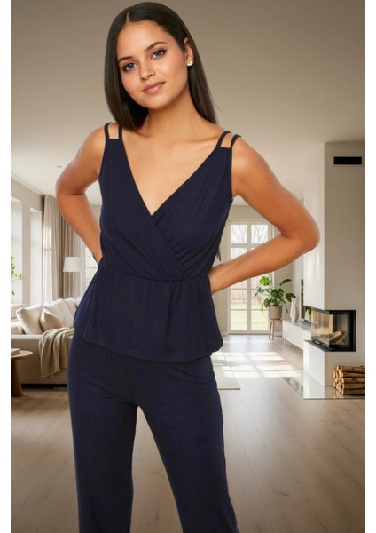 Rahat ve Şık Pijama Takımı Pamuklu Örme Kumaş Ince Askılı Atlet Boru Paça Pantolon fiyatları