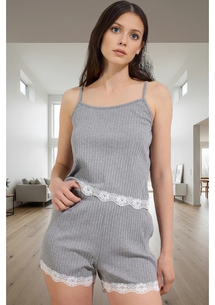 Yazlık Ince Askılı Kaşkorse Pijama Takımı Rahat ve Şık Lounge Seti Özenle Seçilmiş