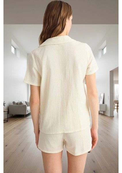 Rahat Yazlık Şortlu Pijama Takımı Müslin Kumaş ve Kiraz Nakışı Şık Trend Tasarım modelleri