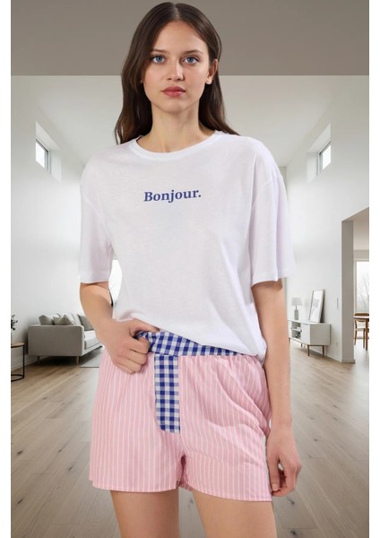 Çizgili Pamuklu Kadın Pijama Takımı; Şık ve Rahat Yazlık Seçkin Malzeme Özel Tasarım fiyatları