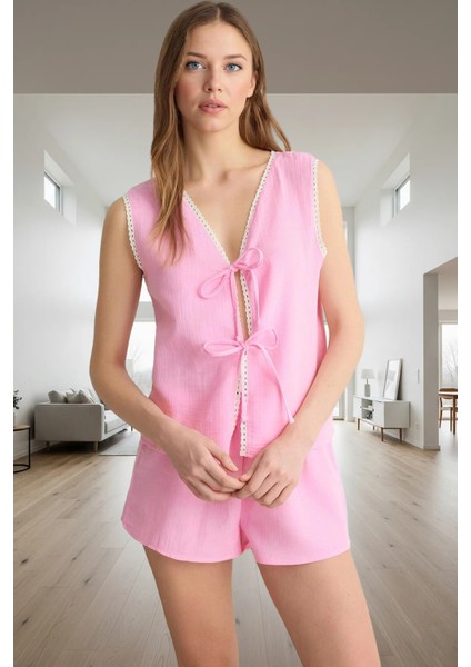 Yazlık Pamuklu Pijama Takımı Şortlu V Yaka Yüksek Kalite Premium Şık Görünüm fiyatları