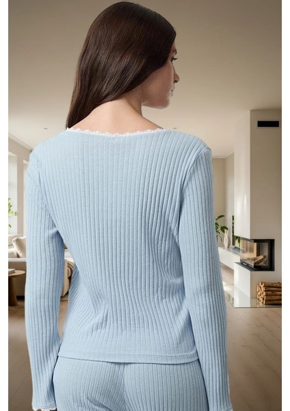 Örme Pijama Takımı V Yaka Geniş Paça Rahat Kalıp Uzun Ömürlü Mükemmel Uyum modelleri