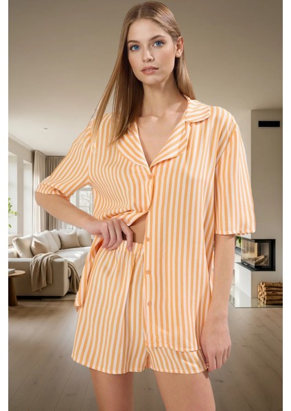 Yazlık Çizgili Shally Viskon Pijama Takımı Konforlu ve Şık Özenle Seçilmiş Trend Tasarım fiyatları