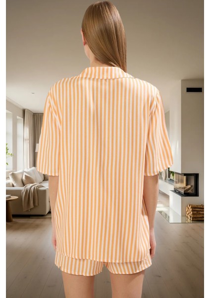Yazlık Çizgili Shally Viskon Pijama Takımı Konforlu ve Şık Özenle Seçilmiş Trend Tasarım modelleri