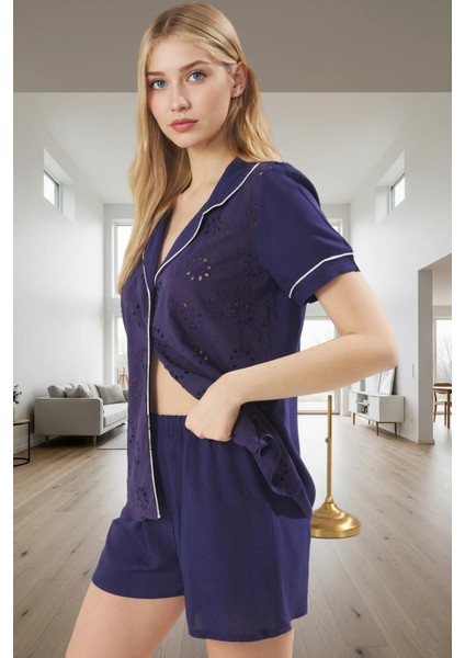 Rahat Kesim Pijama Takımı %100 Viskoz Dokuma Kumaş Şortlu Seçkin Malzeme ve Şık fiyatları