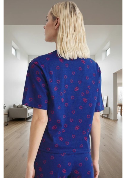 Ev Giyiminde Konfor ve Şıklık Kalpli Pamuklu Pijama Takımı Yüksek Kalite Özenle Seçilmiş fiyatları