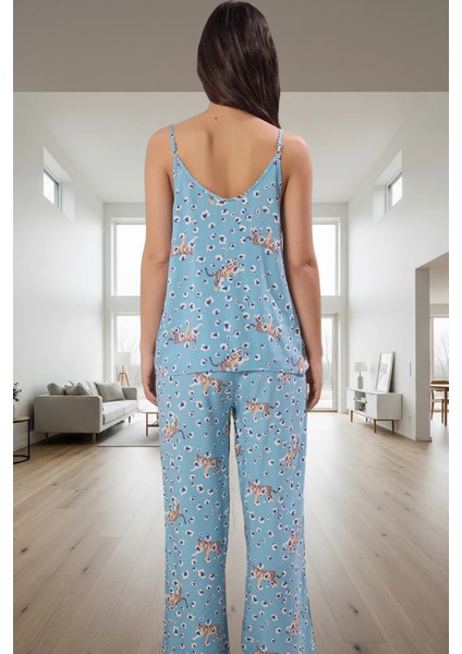 100% Viskoz Dokuma Pijama Takımı Renk Hayvan Desenli Regular Kalıp Özel Tasarım modelleri