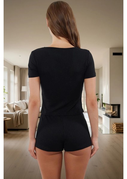 Rahat ve Şık Örme Pijama Takımı Pamuk Polyester Kısa Kollu Yaz Mevsimi Uzun Ömürlü modelleri