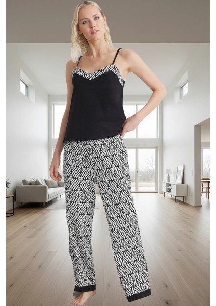 Ince Askılı V Yaka %100 Pamuklu Etnik Desenli Pijama Takımı Homewear Özenle Seçilmiş Uzun Ömürlü fiyatları