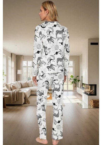 Zebra Desenli Örme Pijama Takımı %100 Pamuk Konforu Modern Stil Rahat Kullanım ve Şık modelleri