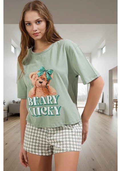 Kısa Kol Regular Kalıp %100 Pamuk Homewear Ayıcıklı Pijama Takımı Seçkin Malzeme Şık Görünüm fiyatları