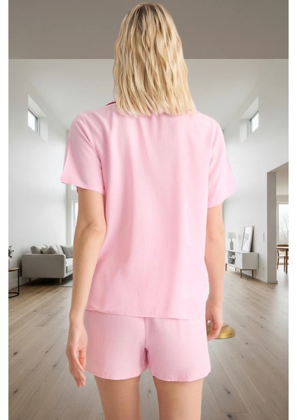 Rahat Viskoz Pijama Takımı Şortlu Kalpli Detaylı Yazlık Günlük Kullanım Için Özenle Seçilmiş modelleri