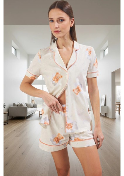 Evde Rahatlık Için %100 Pamuklu Ayıcıklı Pijama Takımı Mükemmel Uyum Dayanıklı Malzeme