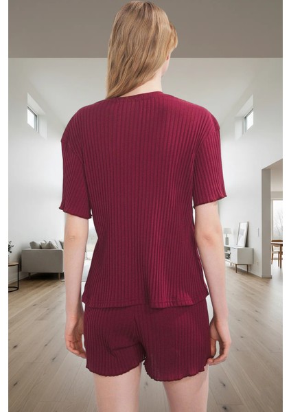 Rahat Kesim Pijama Takımı Yumuşak Örme Kumaş Yazlık Şort ve Tişört Uzun Ömürlü fiyatları