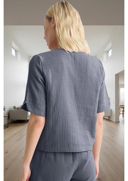 Yazlık %100 Pamuk Müslin Pijama Takımı; V Yaka Kısa Kol Regular Kalıp Mükemmel Uyum modelleri