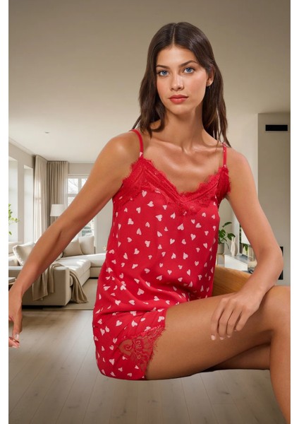 Yazlık Viskoz Pijama Takımı Dantelli Şortlu Ince Askılı Homewear Rahat Kullanım