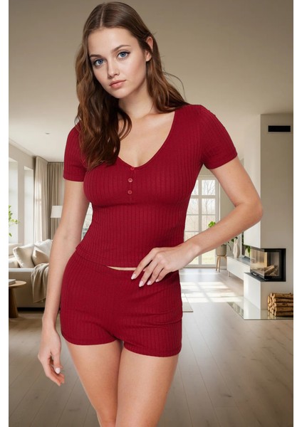 2'li Pijama Takımı Nefes Alan Pamuk Polyester V Yaka Regular Fit Yazlık Mükemmel Uyum fiyatları