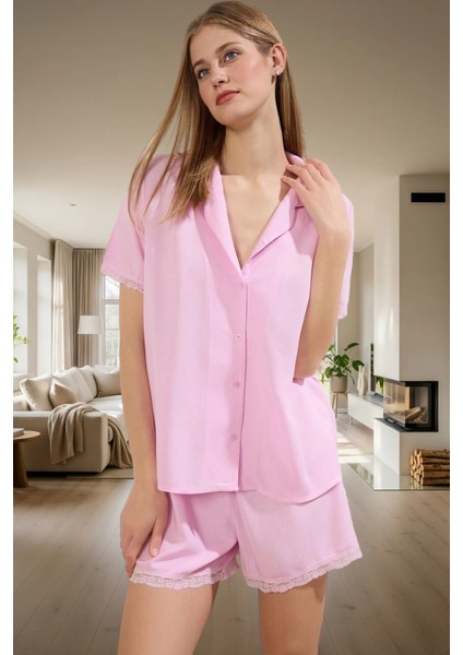 Rahat Yazlık Pijama Takımı Viskon Shally Dokuma Dantel Detaylı Yüksek Kalite Şık Görünüm fiyatları