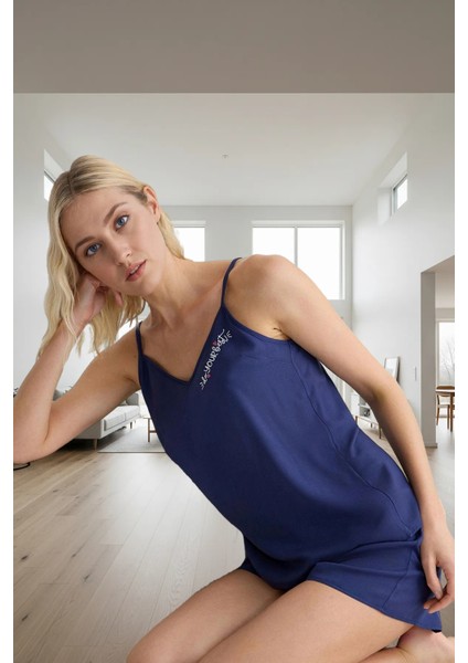 Yazlık Rahat Homewear Nakışlı Viskoz Pijama Takımı Kaliteli Işçilik Dayanıklı Malzeme