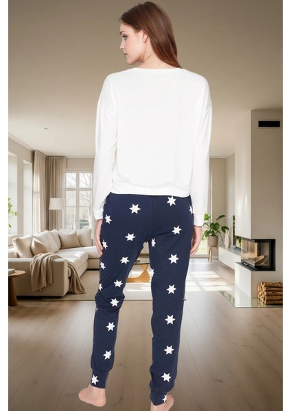 Pamuklu Pijama Takımı Yıldız Desenli Rahat ve Şık Uzun Paça Kış Mevsimi Premium Kalite modelleri
