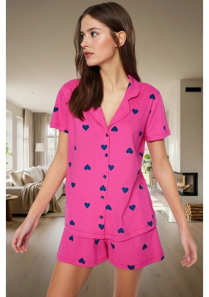Rahat ve Şık Pamuklu Pijama Takımı Kalpli Desen 2 Parça Yaz Mevsimi Kullanım fiyatları