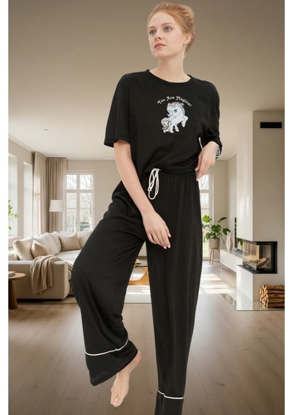 Melanj Örme Pijama Takımı Unicorn Baskı Pamuklu Rahat Seçkin Malzeme ve Şık fiyatları