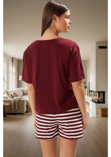 Ayıcıklı Yazlık Pijama Takımı %100 Pamuk Kısa Paça Çizgili Şık Görünüm Özenle Seçilmiş modelleri