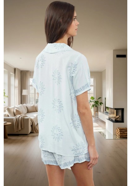 Şortlu Pijama Takımı Yumuşak Viskon ve Güneş Desenleri Özenle Seçilmiş Konforlu Kesim modelleri