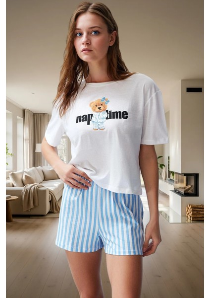 Pamuklu Regular Pijama Takımı Çizgili Desenli Rahat Uyku Için Şık Görünüm Modern Stil fiyatları