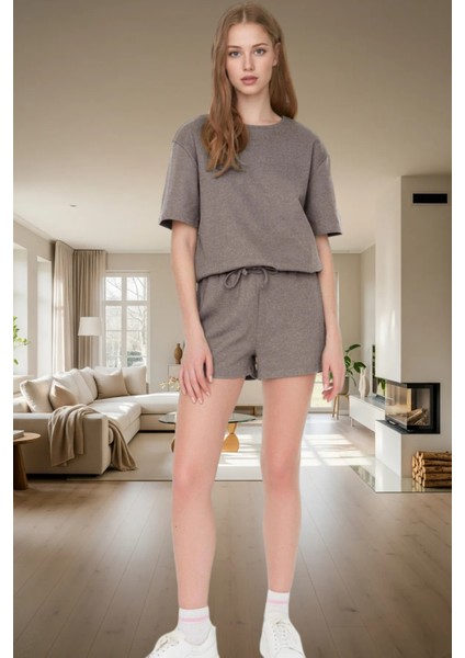 Örme Waffle Kumaş Pijama Takımı 2 Parça Rahat ve Şık Yazlık Mükemmel Uyum Zarifane Tasarım