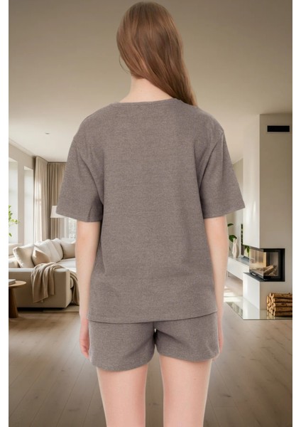 Örme Waffle Kumaş Pijama Takımı 2 Parça Rahat ve Şık Yazlık Mükemmel Uyum Zarifane Tasarım modelleri