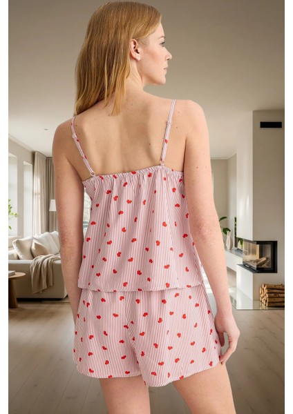 Şık V Yaka Bağlamalı Atlet Şort Pijama Takımı %100 Viskon Dokuma Kumaş Trend Tasarım Rahat ve modelleri