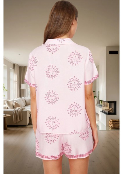 Şortlu Pijama Takımı Yumuşak Viskon ve Güneş Desenleri Özenle Seçilmiş Konforlu Kesim modelleri