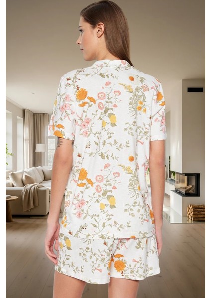 Örme Kumaş Çok Çiçek Desenli 2 Parça Pijama Takımı Yaz Için Kaliteli Işçilik Trend Tasarım modelleri