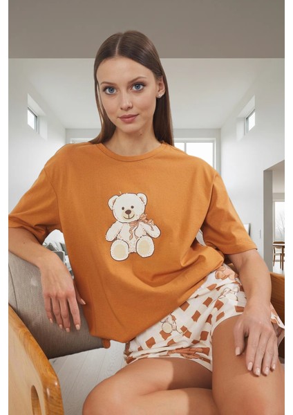 Yazlık %100 Pamuk Rahat Pijama Takımı Ayıcıklı Desenli Homewear Dayanıklı Malzeme Premium Kalite fiyatları