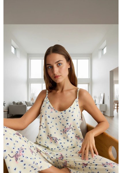 Şık ve Rahat Viskoz Pijama Takımı Hayvan Desenli Boru Paça Profesyonel Görünüm